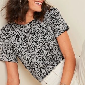 Luxe Printed Crew-Neck Tee for Women Cheetah